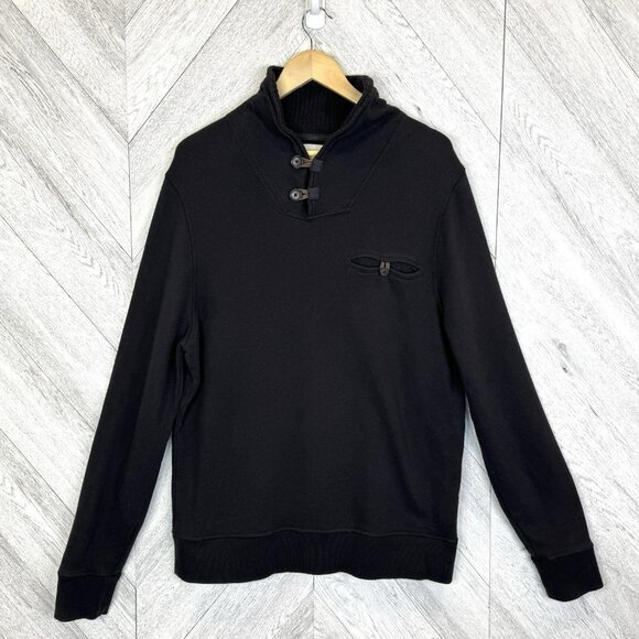Billy Reid Shiloh Shawl Collar Pullover Sweater Mens Size Large Black Cotton - Picture 1 of 5